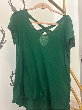 Women’s Crisscross Back Short Sleeve Tee in Forest Green